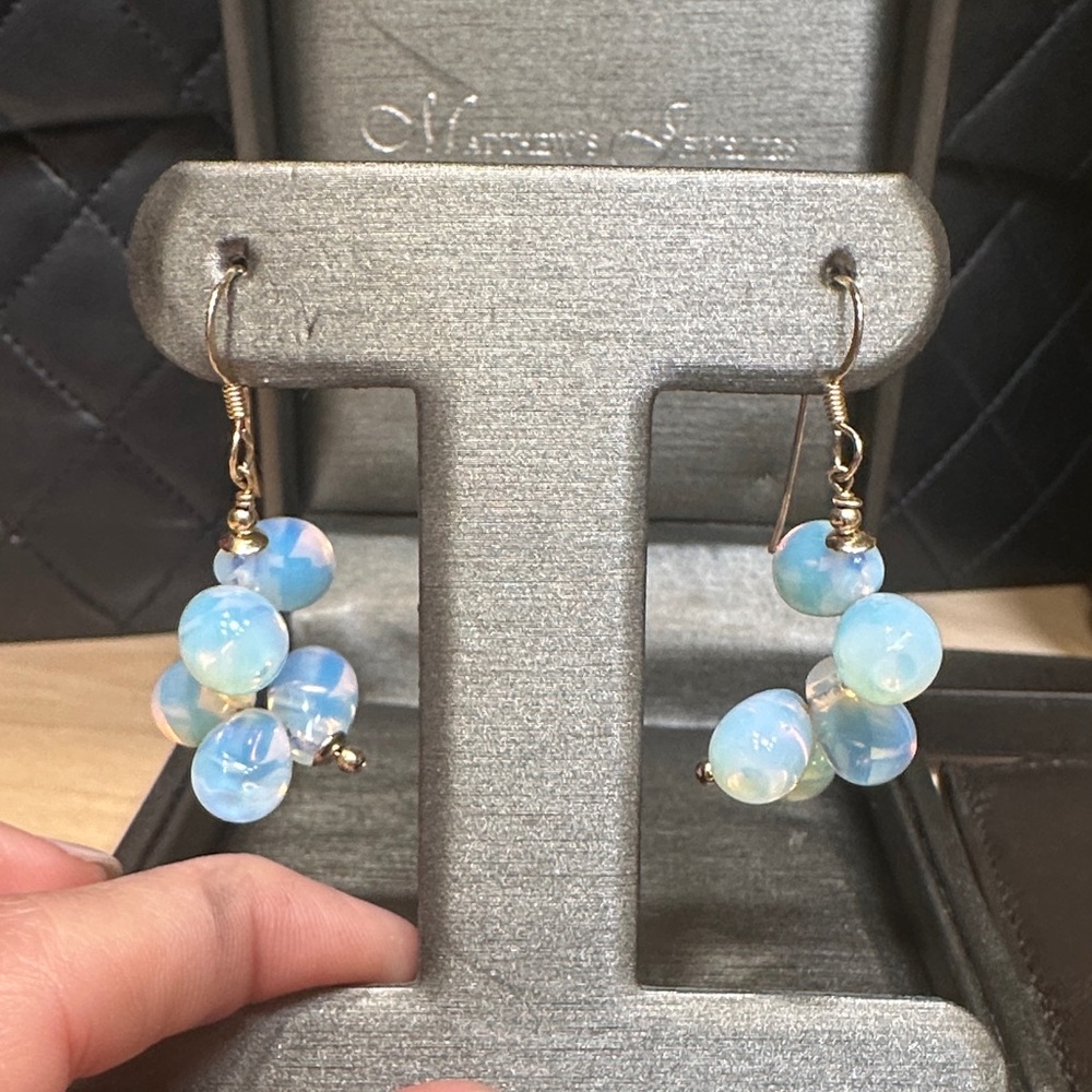 Simulated Blue Opal Earrings